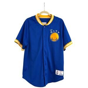 Mitchell & Ness Golden State Warriors Pro Mesh Button Front Jersey Men's Large